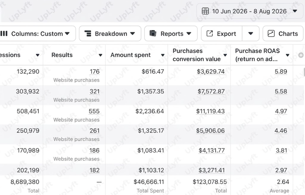UpLyft campaign performance dashboard